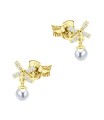 Bow Pearl Silver Stud Earring STS-6916